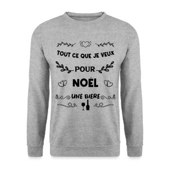 Tout ce que je veux pour Noël une bière T-shirt - Sweat-shirt Unisexe - gris chiné - Devant - Alina (178cm) & Michal (187cm)