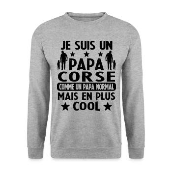 Papa Corse Plus Cool Cadeau - Sweat-shirt Unisexe - gris chiné - Devant - Alina (178cm) & Michal (187cm)