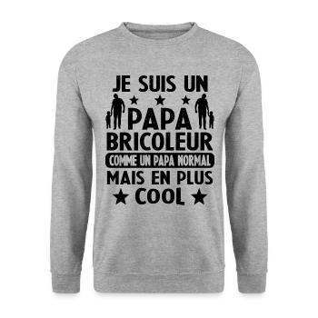 Je Suis Un Papa Bricoleur - Sweat-shirt Unisexe - gris chiné - Devant - Alina (178cm) & Michal (187cm)