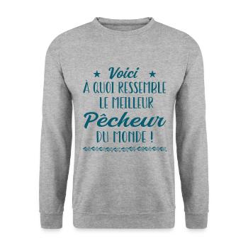 Voici à quoi ressemble meilleur pêcheur du monde - Sweat-shirt Unisexe - gris chiné - Devant - Alina (178cm) & Michal (187cm)
