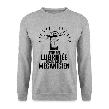 Mécanique Machines Réparation Véhicule Restez bien - Sweat-shirt Unisexe - gris chiné - Devant - Alina (178cm) & Michal (187cm)