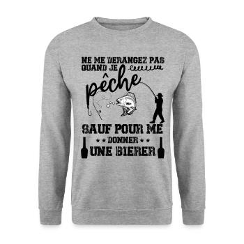 NE ME DÉRANGEZ PAS QUAND JE PÊCHE - Sweat-shirt Unisexe - gris chiné - Devant - Alina (178cm) & Michal (187cm)
