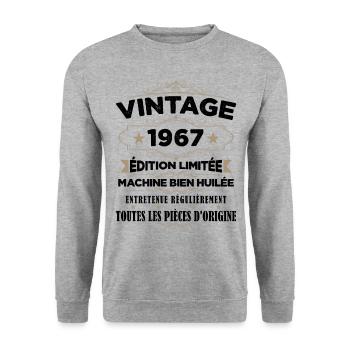 Vintage 1967 Édition Limitée - Sweat-shirt Unisexe - gris chiné - Devant - Alina (178cm) & Michal (187cm)