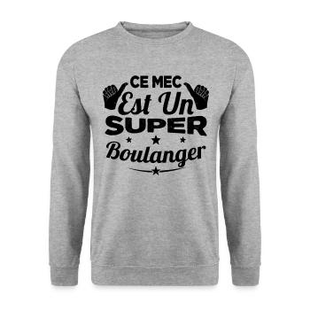 Ce Mec Est Un Super Boulanger Cadeau - Sweat-shirt Unisexe - gris chiné - Devant - Alina (178cm) & Michal (187cm)