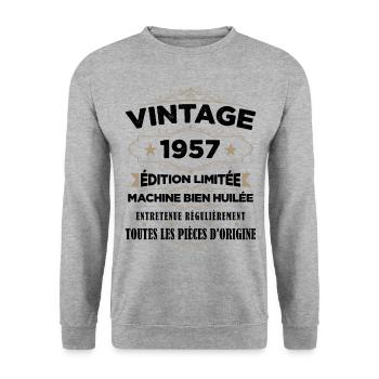 Vintage 1957 Edition Limitée - Sweat-shirt Unisexe - gris chiné - Devant - Alina (178cm) & Michal (187cm)