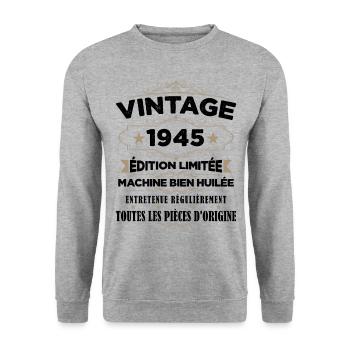 Vintage 1945 Edition Limitée - Sweat-shirt Unisexe - gris chiné - Devant - Alina (178cm) & Michal (187cm)