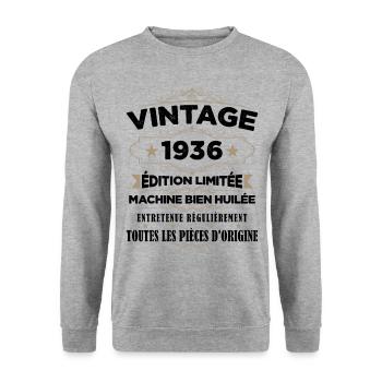Vintage 1936 Edition Limitée - Sweat-shirt Unisexe - gris chiné - Devant - Alina (178cm) & Michal (187cm)