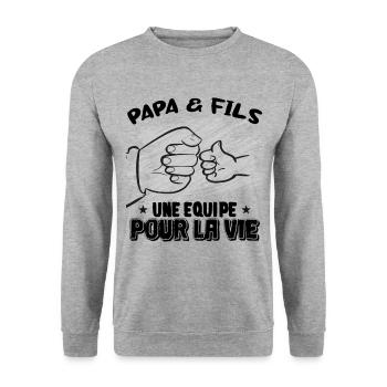 Père Et Fils Une Équipe Pour La Vie - Sweat-shirt Unisexe - gris chiné - Devant - Alina (178cm) & Michal (187cm)