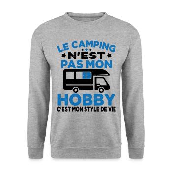 J'aime Camping C'est Mon Style De Vie Camping Car - Sweat-shirt Unisexe - gris chiné - Devant - Alina (178cm) & Michal (187cm)
