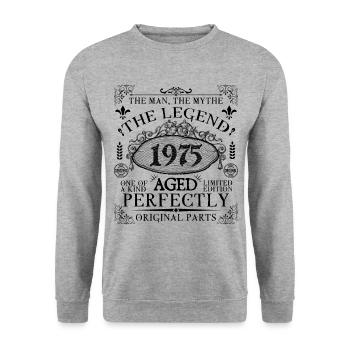 1975 | The Legend since 1975 birthday - Unisex Sweatshirt - salt & pepper - Front - Alina (178cm) & Michal (187cm)