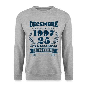 décembre 1997 Edition original | Vintage 1997 - Sweat-shirt Unisexe - gris chiné - Devant - Alina (178cm) & Michal (187cm)