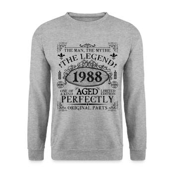 1988 | Die Legende seit 1988 Geburtstag - Unisex Pullover - Weißgrau meliert - Vorne - Alina (178cm) & Michal (187cm)