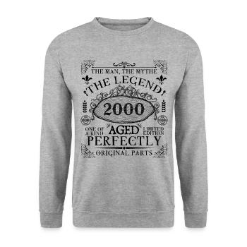 2000 | Die Legende seit 2000 Geburtstag - Unisex Pullover - Weißgrau meliert - Vorne - Alina (178cm) & Michal (187cm)