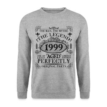 1999 | Die Legende seit 1999 Geburtstag - Unisex Pullover - Weißgrau meliert - Vorne - Alina (178cm) & Michal (187cm)