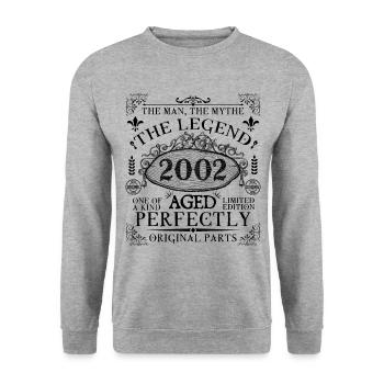 2002| Die Legende seit 2002 Geburtstag - Unisex Pullover - Weißgrau meliert - Vorne - Alina (178cm) & Michal (187cm)