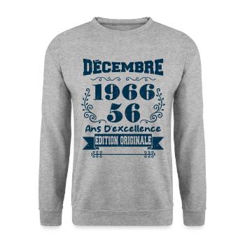 décembre 1966 Edition original | Vintage 1966 - Sweat-shirt Unisexe - gris chiné - Devant - Alina (178cm) & Michal (187cm)