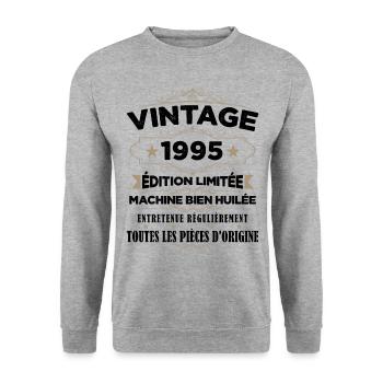 Vintage 1995 Édition Limitée - Sweat-shirt Unisexe - gris chiné - Devant - Alina (178cm) & Michal (187cm)