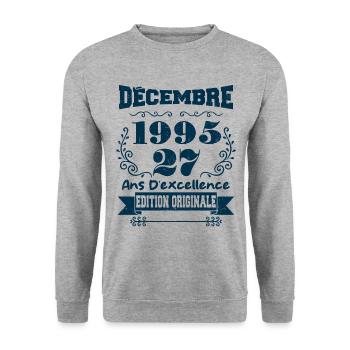 décembre 1995 Edition original | Vintage 1995 - Sweat-shirt Unisexe - gris chiné - Devant - Alina (178cm) & Michal (187cm)