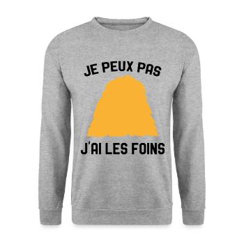 Je Peux Pas J'ai Les Foins Humour Agriculteur - Sweat-shirt Unisexe - gris chiné - Devant - Alina (178cm) & Michal (187cm)