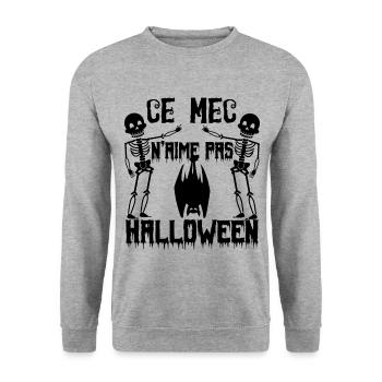 cadeau Halloween humour | Costume Halloween !! - Sweat-shirt Unisexe - gris chiné - Devant - Alina (178cm) & Michal (187cm)