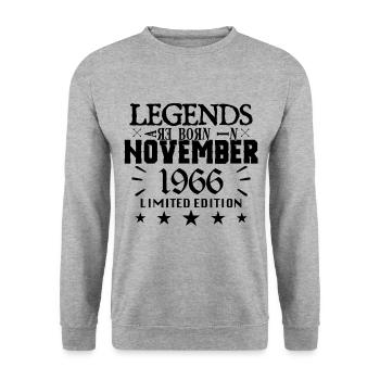 November 1966 | 1966 legends were born in November - Unisex Sweatshirt - salt & pepper - Front - Alina (178cm) & Michal (187cm)
