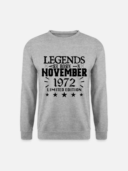 November 1972 | 1972 Legenden wurden im November geboren - Unisex Pullover - Weißgrau meliert