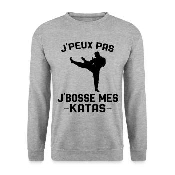 cadeau karaté art martial pour joueur de karaté - Sweat-shirt Unisexe - gris chiné - Devant - Alina (178cm) & Michal (187cm)