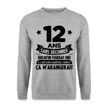 12 Ans âge 12 ans anniversaire 12 ans - Sweat-shirt Unisexe - gris chiné - Devant - Alina (178cm) & Michal (187cm)