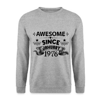 January 1976 | Awesome 1976 | born in January - Sweat-shirt Unisexe - gris chiné - Devant - Alina (178cm) & Michal (187cm)
