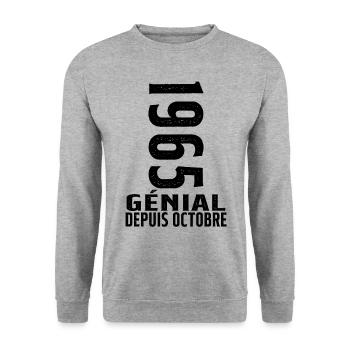 Génial(e) Depuis Octobre 1965 - Sweat-shirt Unisexe - gris chiné - Devant - Alina (178cm) & Michal (187cm)