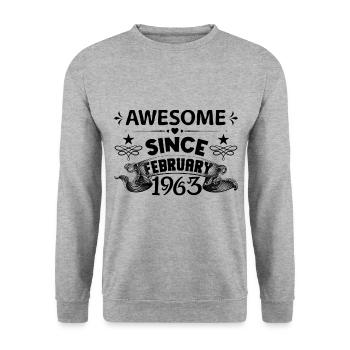 February 1963 | Awesome 1963 | born in February - Sweat-shirt Unisexe - gris chiné - Devant - Alina (178cm) & Michal (187cm)
