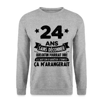 24 Ans anniversaire 24 anniversaire cadeau 24 ans - Sweat-shirt Unisexe - gris chiné - Devant - Alina (178cm) & Michal (187cm)