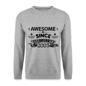 February 2003 | Awesome 2003 | born in February - Sweat-shirt Unisexe - gris chiné - Devant - Alina (178cm) & Michal (187cm)