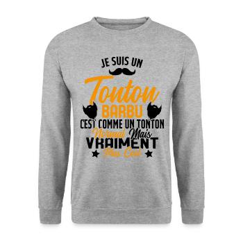 Tonton Barbu Humour Cadeau Onlce - Sweat-shirt Unisexe - gris chiné - Devant - Alina (178cm) & Michal (187cm)