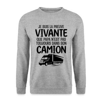 Papa chauffeur de camion fan de camion !! - Sweat-shirt Unisexe - gris chiné - Devant - Alina (178cm) & Michal (187cm)