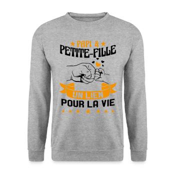 Papi & Petite Fille Grand Père Papy Cadeau - Sweat-shirt Unisexe - gris chiné - Devant - Alina (178cm) & Michal (187cm)