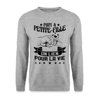 Papi & Petite Fille Grand Père Papy Cadeau - Sweat-shirt Unisexe - gris chiné - Devant - Alina (178cm) & Michal (187cm)