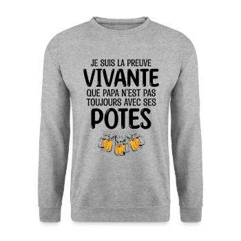 Apéro entre potes - apéro et Bière , cadeau Bière - Sweat-shirt Unisexe - gris chiné - Devant - Alina (178cm) & Michal (187cm)