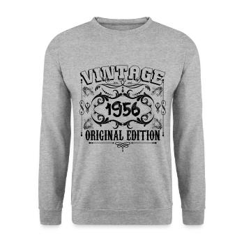 1956 | Vintage Aged Original 1956 birthday gift - Sweat-shirt Unisexe - gris chiné - Devant - Alina (178cm) & Michal (187cm)