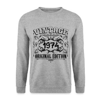 1974 | Vintage Aged Original 1974 birthday gift - Sweat-shirt Unisexe - gris chiné - Devant - Alina (178cm) & Michal (187cm)