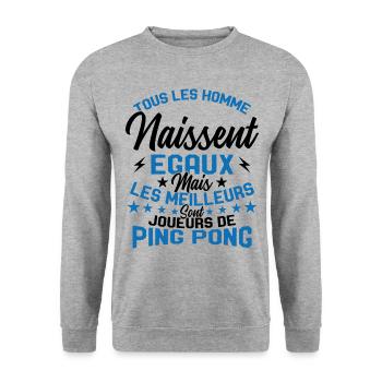 Hommes égaux les meilleurs jouent au ping-pong - Sweat-shirt Unisexe - gris chiné - Devant - Alina (178cm) & Michal (187cm)