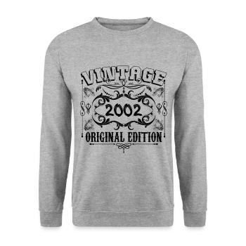 2002| Vintage Aged Original 2002 Geburtstagsgeschenk - Unisex Pullover - Weißgrau meliert - Vorne - Alina (178cm) & Michal (187cm)