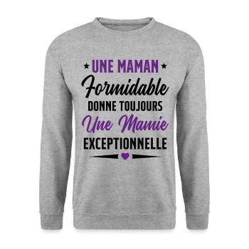 Grand-Mère - Une Mamie Exceptionnelle - Sweat-shirt Unisexe - gris chiné - Devant - Alina (178cm) & Michal (187cm)
