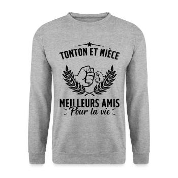 Tonton et Nièce Meilleurs amis pour la vie Cadeau - Sweat-shirt Unisexe - gris chiné - Devant - Alina (178cm) & Michal (187cm)