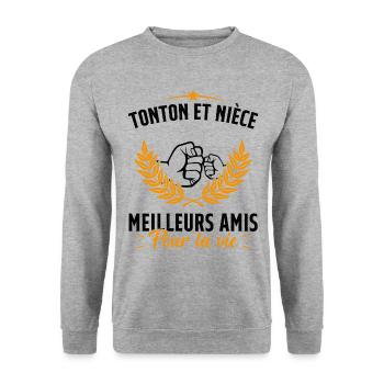 Tonton et Nièce Meilleurs amis pour la vie Cadeau - Sweat-shirt Unisexe - gris chiné - Devant - Alina (178cm) & Michal (187cm)