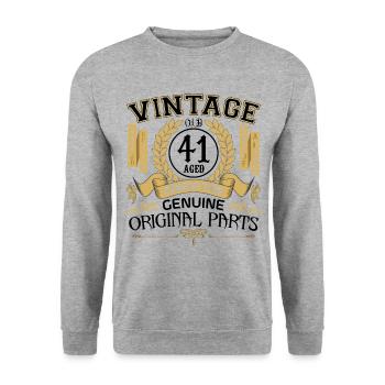 Jahrgang 41 Jahre - Geburtstagsgeschenk 41 Jahre !!! - Unisex Pullover - Weißgrau meliert - Vorne - Alina (178cm) & Michal (187cm)