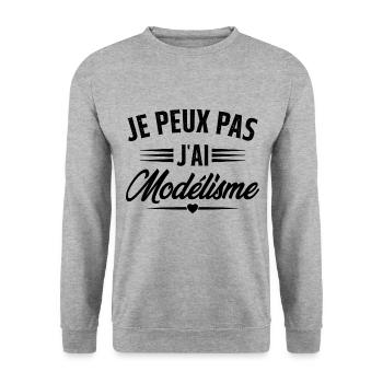 Je Peux Pas J'ai Modélisme - Sweat-shirt Unisexe - gris chiné - Devant - Alina (178cm) & Michal (187cm)