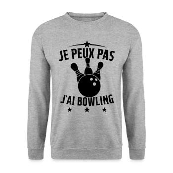 Je Peux Pas J'ai Bowling - Sweat-shirt Unisexe - gris chiné - Devant - Alina (178cm) & Michal (187cm)