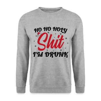 Ho Ho Holy Shit I'm Drunk Funny Christmas Xmas Win - Unisex Pullover - Weißgrau meliert - Vorne - Alina (178cm) & Michal (187cm)