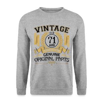 Jahrgang 71 Jahre - Geburtstagsgeschenk 71 Jahre !!! - Unisex Pullover - Weißgrau meliert - Vorne - Alina (178cm) & Michal (187cm)